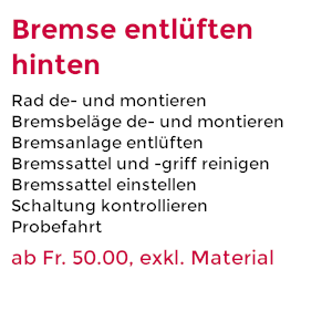 Bremsbeläge entlüften hinten ab 50.- Fr. exkl. Material