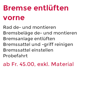 Bremsbeläge entlüften vorne ab 45.- Fr. exkl. Material