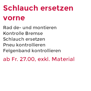 Schlauch ersetzen vorne ab 31.- Fr. exkl. Material