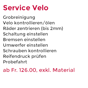 Veloservice ab 126.- Fr. exkl. Material